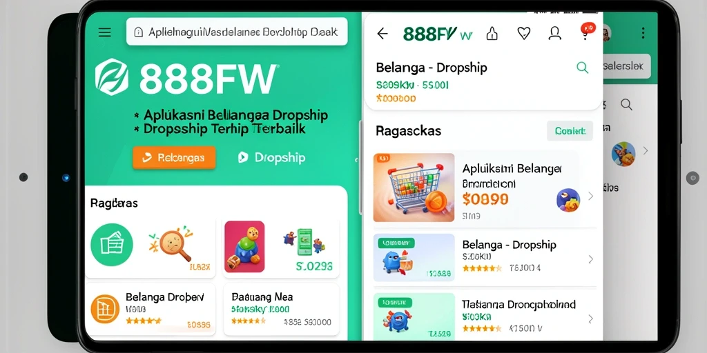 Tampilan antarmuka aplikasi 888FW yang user-friendly untuk belanja dropship.