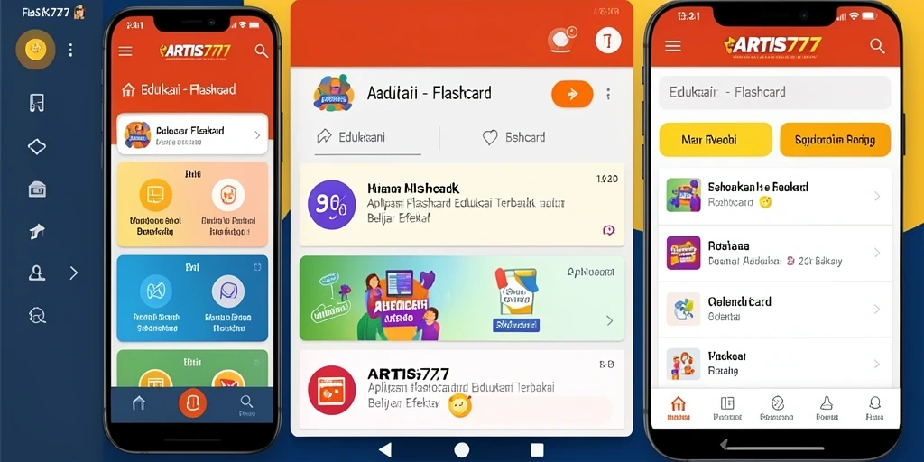 Antarmuka aplikasi Flashcard ARTIS777 yang menarik dan interaktif.