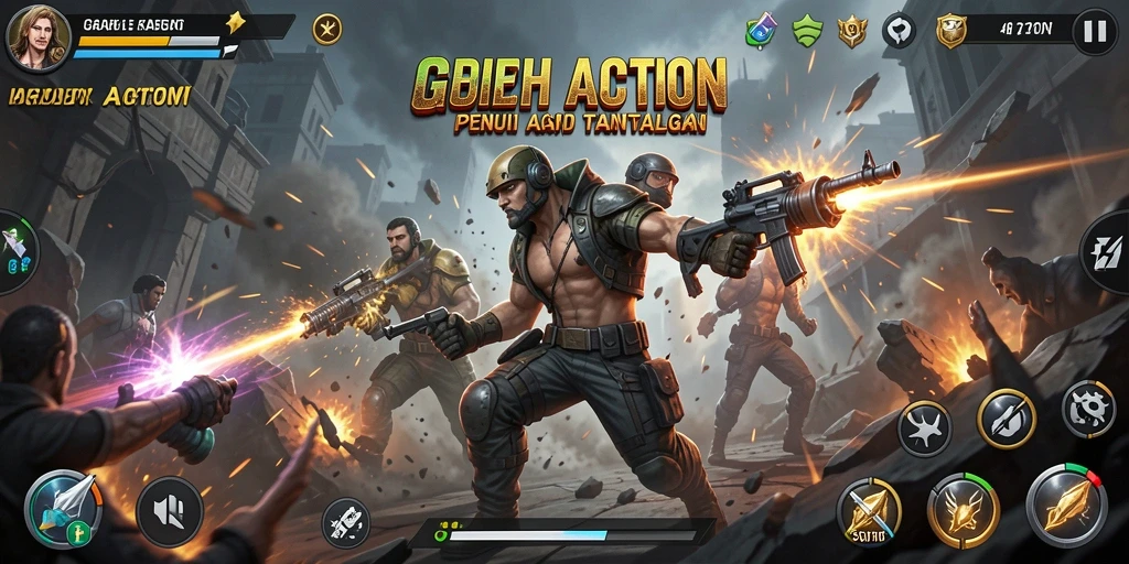 Tampilan antarmuka menarik dan dinamis dalam game Action.