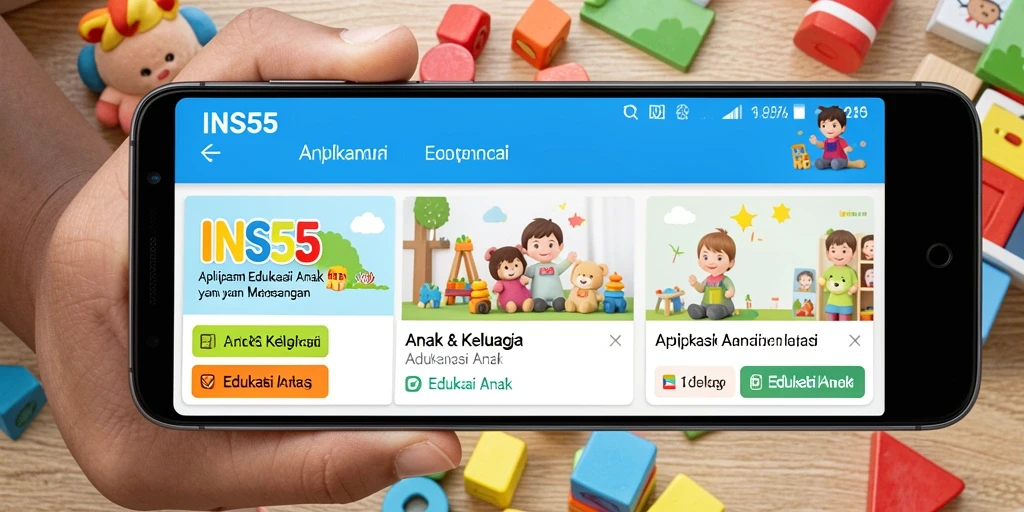 Tampilan antarmuka aplikasi INS55 yang ramah anak.