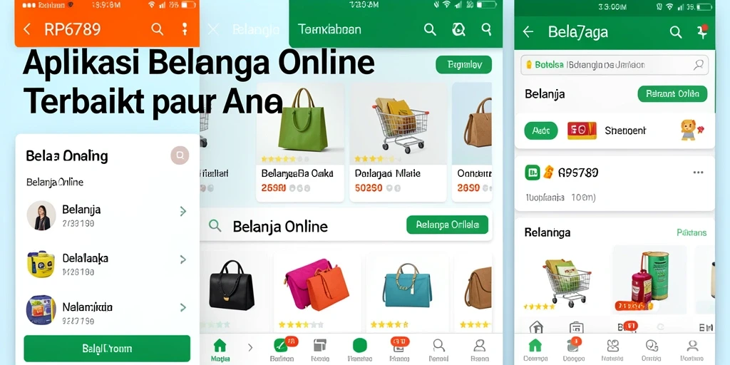 Tampilan antarmuka aplikasii RP6789 untuk belanja online.